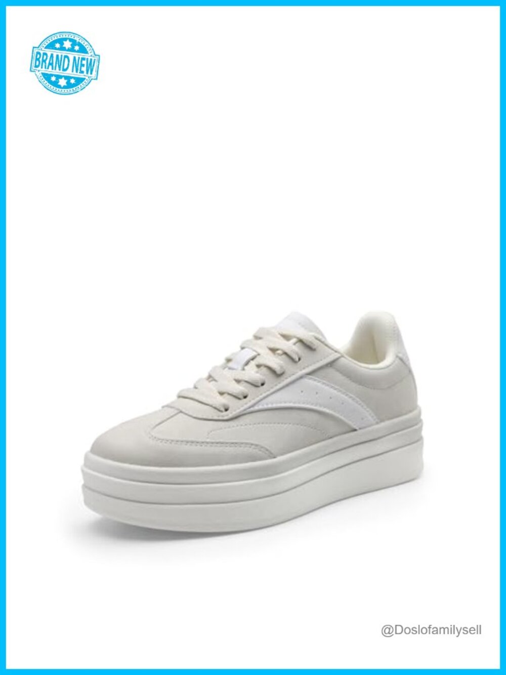 Women's Platform Sneakers Vegan Leather Faux Suede Lace-Up Walking Shoes